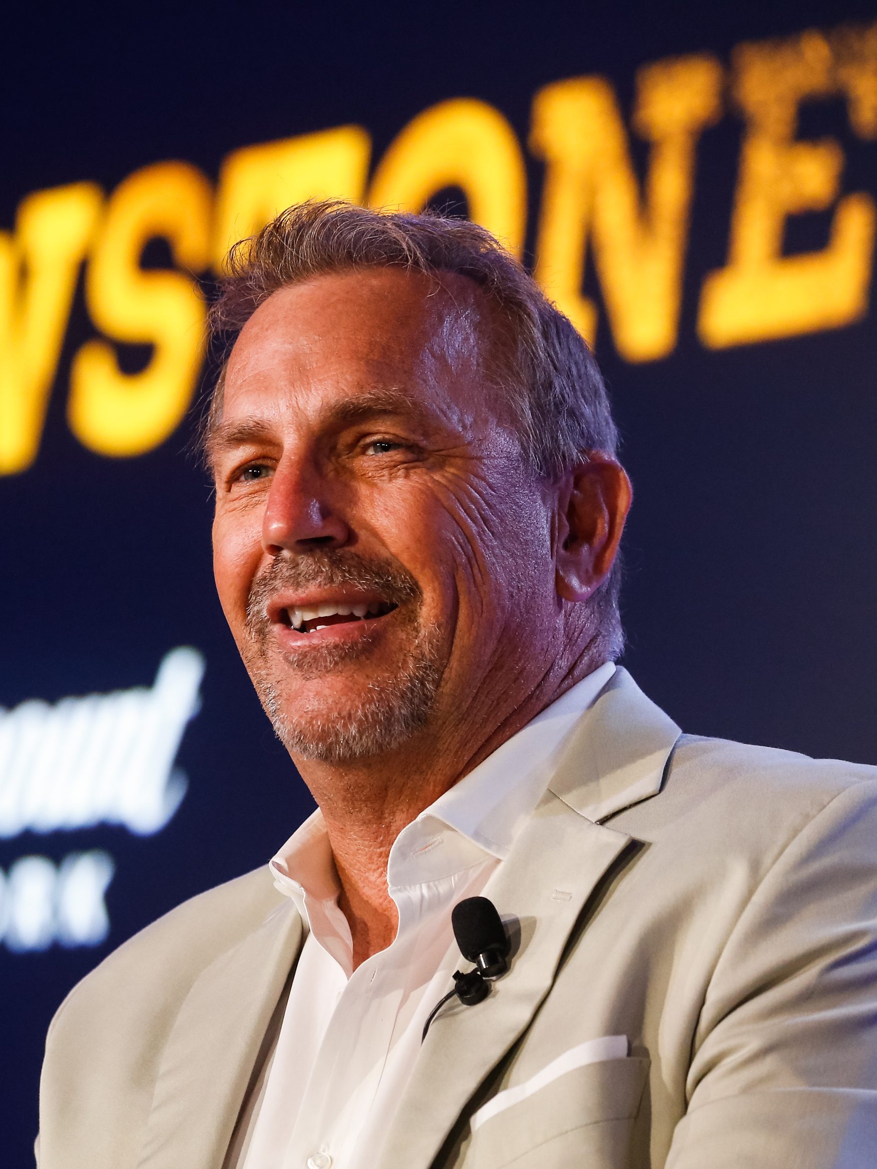 CANNES, FRANCE - JUNE 21:  Kevin Costner speaks during 'A conversation with Kevin Costner from Paramount Network and Yellowstone' during the Cannes Lions Festival 2018 on June 21, 2018 in Cannes, France.  (Photo by Richard Bord/Getty Images for Cannes Lions)