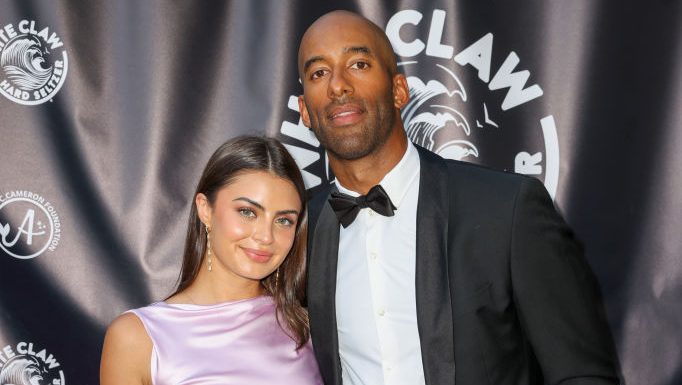 JUPITER, FLORIDA - SEPTEMBER 22: Rachael Kirkconnell and Matt James attend the Inaugural Andrea C. Cameron Foundation Gala hosted by Tyler Cameron on September 22, 2022 in Jupiter, Florida. (Photo by Alexander Tamargo/Getty Images for Tyler Cameron)