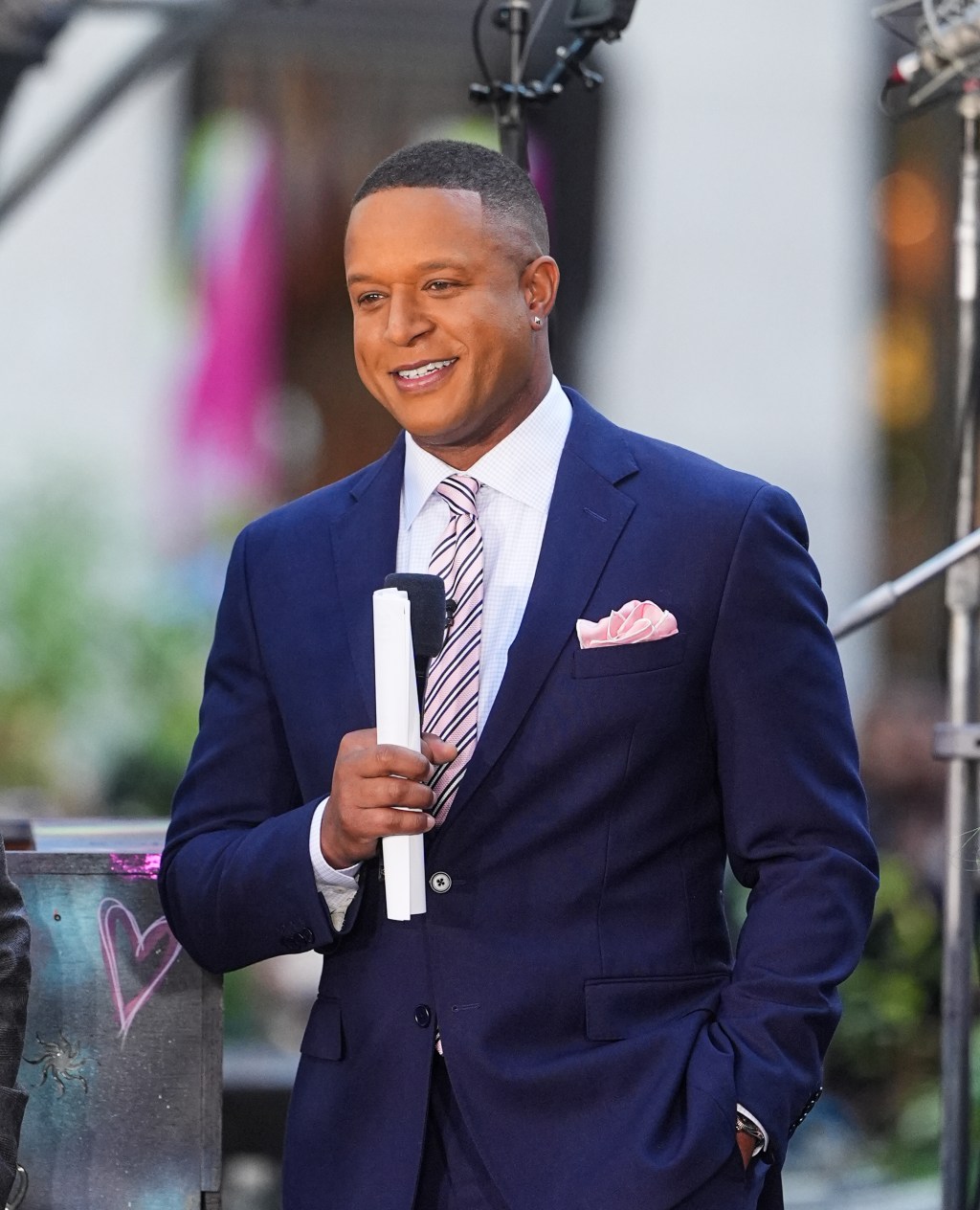 NEW YORK, NEW YORK - OCTOBER 08: Craig Melvin presents NBC's "Today" at Rockefeller Plaza on October 08, 2024 in New York City. (Photo by John Nacion/FilmMagic)